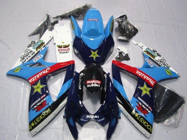 Azul Blanco Rockstar Makita Carenado GSXR 600 K6 06-07 Azul Blanco Rockstar Makita Carenado GSXR 600 K6 06-07