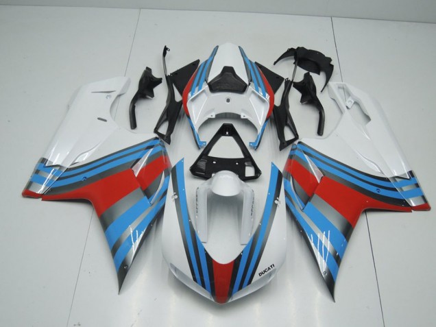 Azul Blanco Rojo Carenado Ducati 848 1098 1198 07-14 Azul Blanco Rojo Carenado Ducati 848 1098 1198 07-14