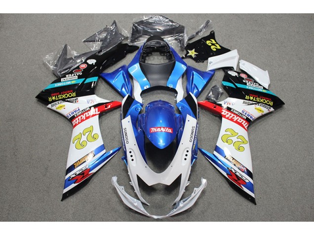 Azul Blanco Rojo Rockstar 22 Carenado GSXR 600 K11 11-21 Azul Blanco Rojo Rockstar 22 Carenado GSXR 600 K11 11-21