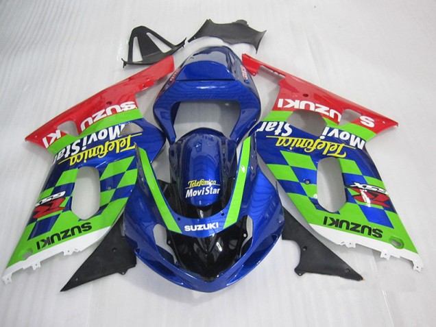 Azul Verde Rojo Telefumia Movistar Carenado GSXR 600 K1 K2 K3 01-03 Azul Verde Rojo Telefumia Movistar Carenado GSXR 600 K1 K2 K3 01-03