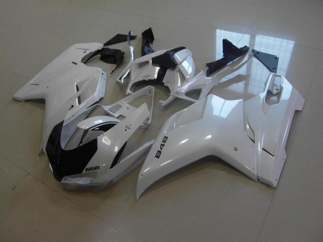 Blanco Perla Negro Raya Carenado Ducati 848 1098 1198 07-14 Blanco Perla Negro Raya Carenado Ducati 848 1098 1198 07-14