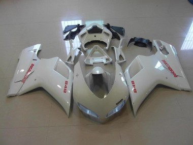 Blanco Perla Rojo Calcomanías Carenado Ducati 848 1098 1198 07-14