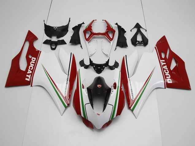 Blanco Rojo Inyección Kits Carenado Ducati 1199 11-14 Blanco Rojo Inyección Kits Carenado Ducati 1199 11-14