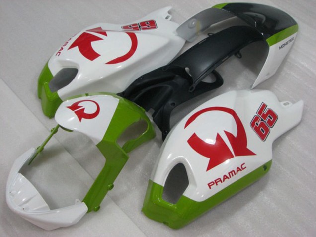 Blanco Rojo PRAMAC 65 Carenado Ducati Monster 696 08-12 Blanco Rojo PRAMAC 65 Carenado Ducati Monster 696 08-12