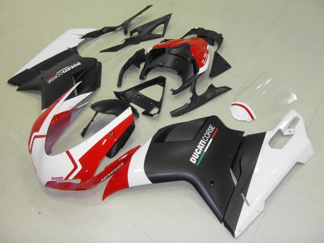 Negro Mate Blanco Rojo Carenado Ducati 848 1098 1198 07-14 Negro Mate Blanco Rojo Carenado Ducati 848 1098 1198 07-14