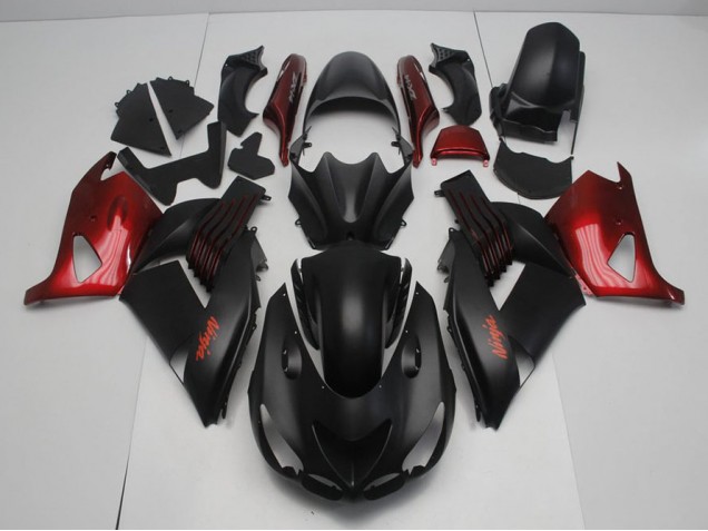 Negro Mate & Rojo Carenado ZX14R ZZR 1400 06-11 Negro Mate & Rojo Carenado ZX14R ZZR 1400 06-11