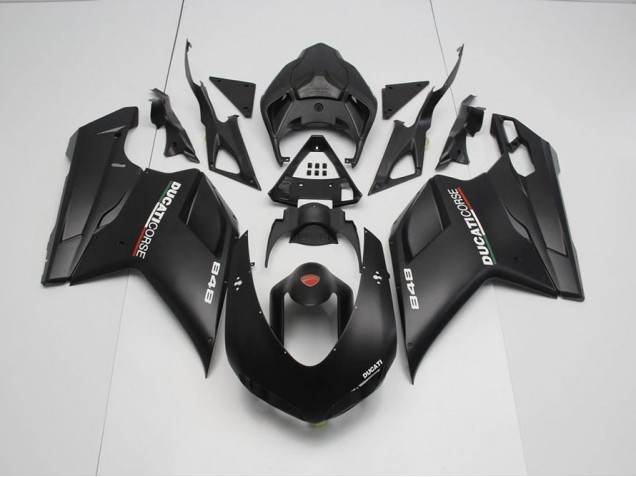Negro Mate con Blanco Calcomanías Carenado Ducati 848 1098 1198 07-14 Negro Mate con Blanco Calcomanías Carenado Ducati 848 1098 1198 07-14