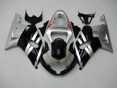 Negro Plata Carenado & Plástico GSXR 600 / 750 K1 K2 K3 01-03