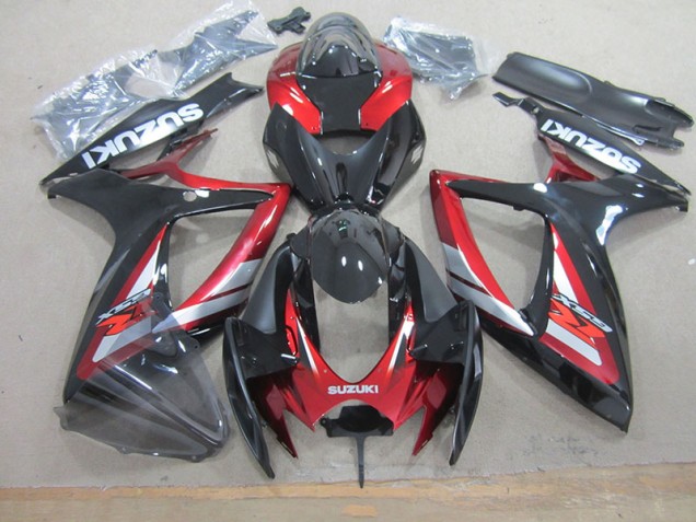 Negro Rojo Kit Completo Carenado GSXR 750 K6 06-07 Negro Rojo Kit Completo Carenado GSXR 750 K6 06-07