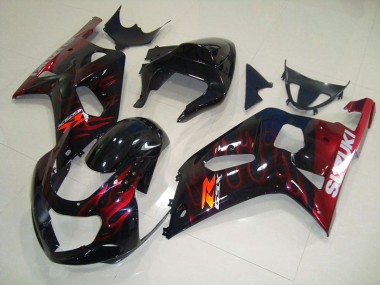 Negro Rojo Llama Carenado GSXR 750 K1 K2 K3 01-03