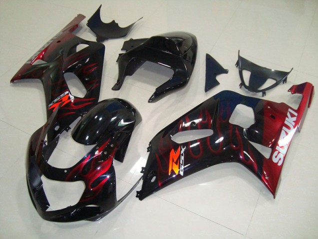 Negro Rojo Llama Carenado GSXR 750 K1 K2 K3 01-03 Negro Rojo Llama Carenado GSXR 750 K1 K2 K3 01-03