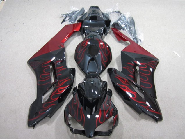 Negro Rojo Llama Kit Carenado ABS Completo CBR 1000 RR 04-05 Negro Rojo Llama Kit Carenado ABS Completo CBR 1000 RR 04-05