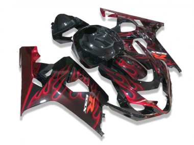 Negro Rojo Llamas Carenado GSXR 600 / 750 K4 04-05