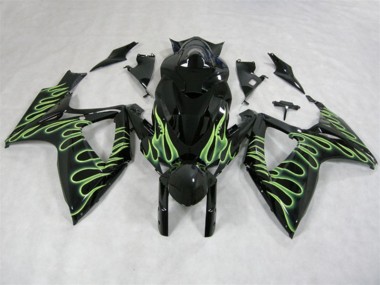 Negro Verde Llama Carenado GSXR 600 K6 06-07
