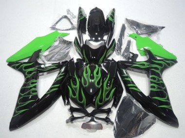 Negro Verde Llama Carenado GSXR 600 K8 08-10