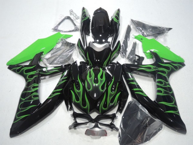 Negro Verde Llama Carenado GSXR 600 K8 08-10 Negro Verde Llama Carenado GSXR 600 K8 08-10
