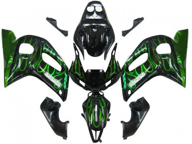 Negro Verde Llama Carenado R6 98-02 Negro Verde Llama Carenado R6 98-02