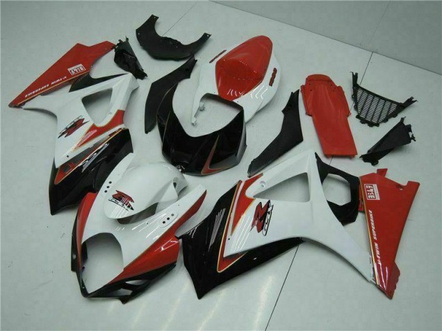 Rojo Blanco ABS Plástica GSXR 1000 K7 07-08 Rojo Blanco ABS Plástica GSXR 1000 K7 07-08