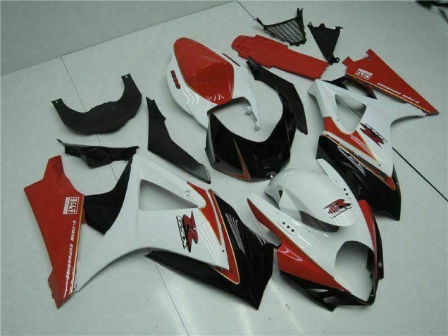 Rojo Blanco ABS Plástica GSXR 1000 K7 07-08 Rojo Blanco ABS Plástica GSXR 1000 K7 07-08
