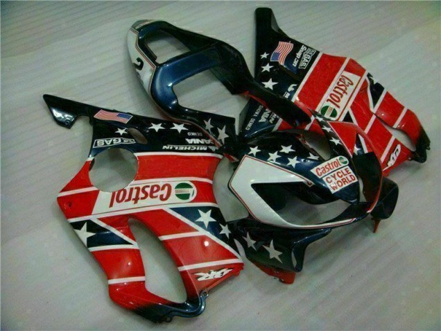 Rojo Blanco Azul Castrol Cycle World Carenado CBR 600 F4i 01-03