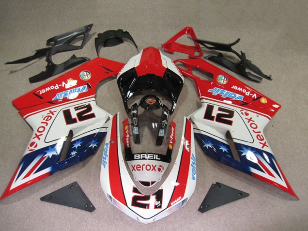 Rojo Blanco Breil Xerox 21 Carenado Ducati 1098 07-14 Rojo Blanco Breil Xerox 21 Carenado Ducati 1098 07-14