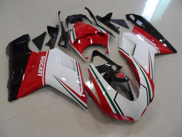 Rojo Blanco Kits Completo Carenado Ducati 848 1098 1198 07-14 Rojo Blanco Kits Completo Carenado Ducati 848 1098 1198 07-14