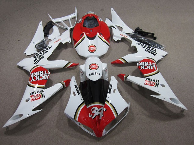 Rojo Blanco Lucky Strike Carenado R6 08-16 Rojo Blanco Lucky Strike Carenado R6 08-16