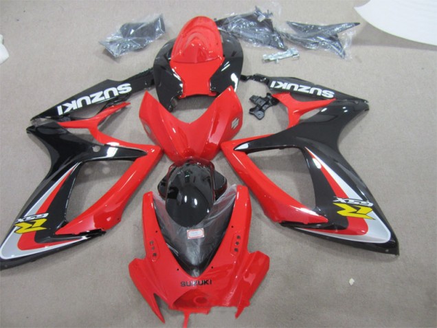 Rojo Negro ABS Plástico GSXR 600 K6 06-07 Rojo Negro ABS Plástico GSXR 600 K6 06-07
