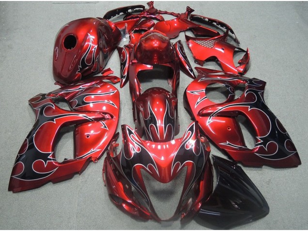 Rojo Negro Llama Carenado GSXR 1300 Hayabusa 08-19 Rojo Negro Llama Carenado GSXR 1300 Hayabusa 08-19