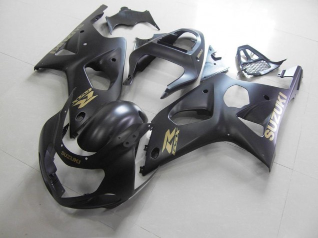 Todo Negro mate con calcomanía dorada Carenado GSXR 1000 K1 00-02